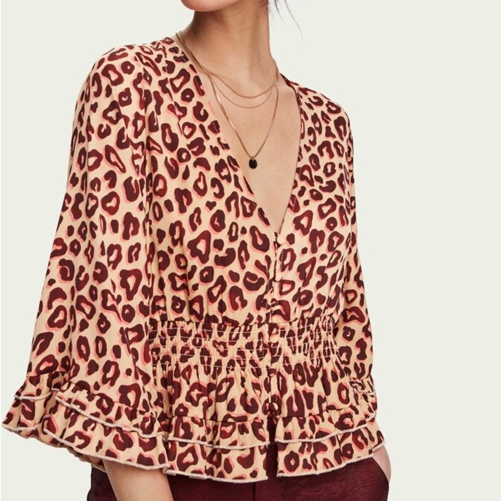 Scotch & Soda Ruffled Leopard Blouse Top